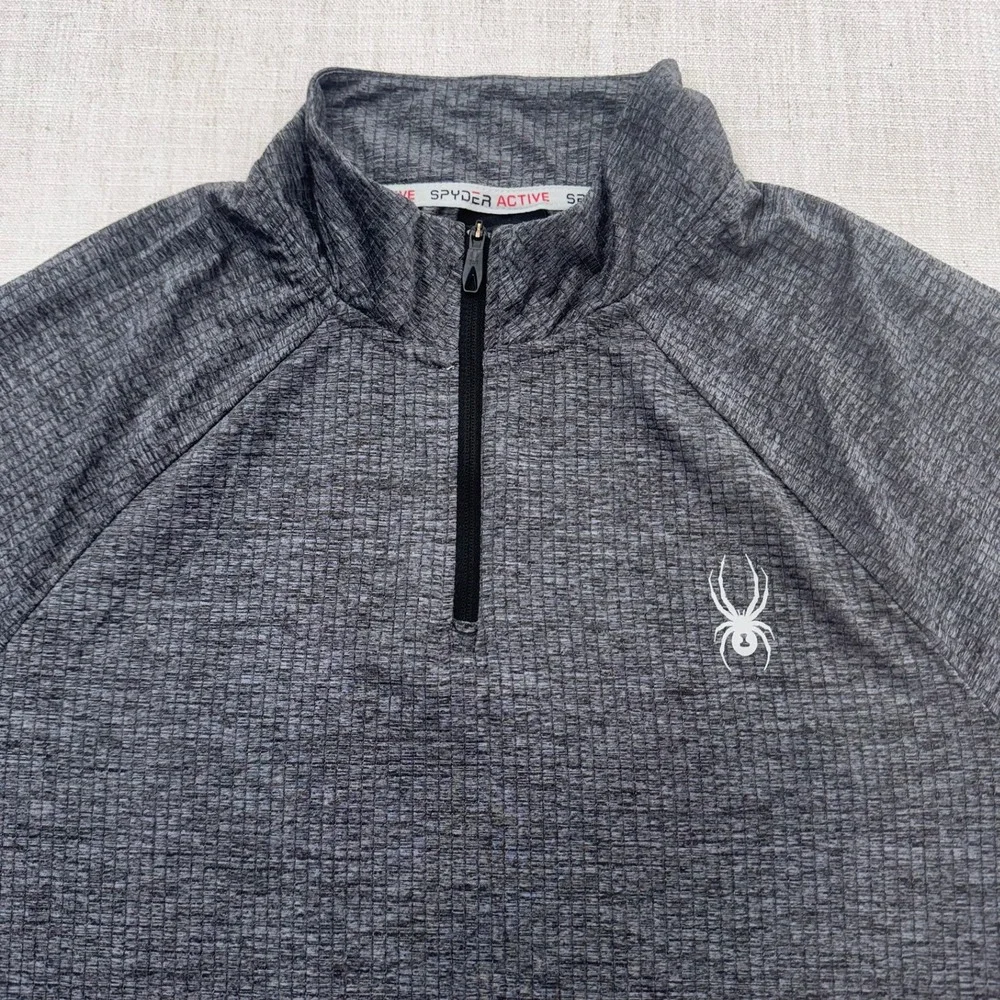 Spyder Mens ProW-B Quarter Zip Pullover Gray‎ Heather Active Top Large